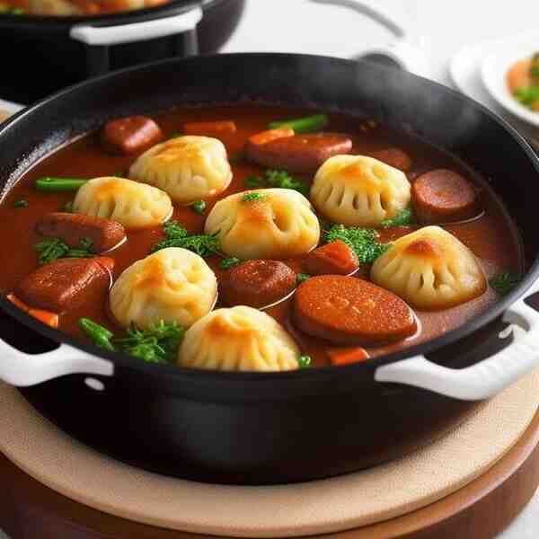 Мясное рагу с сырными клецками